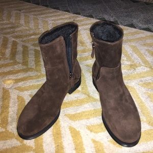 Aquatalia Suede Round-Toe Booties